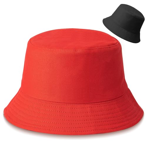 Bucket Hat Funny Duck Fisherman Hat Travel Beach Sun Hat Outdoor Cap for Men Women Adults - color: Red
