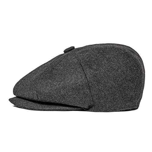 Men Wool Blend 8 Panel Newsboy Cap - color: Dark Grey, size: 7 1/8