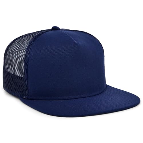 Lids Blank Essential 5-Panel Trucker Adjustable Snapback Hat - color: Navy