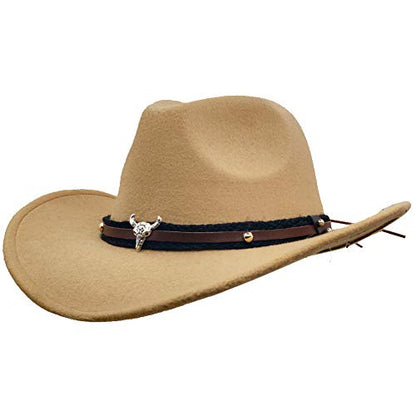 Men & Women's Fur Felt Cowboy Hat Wide Brim Western Outback - color: Beige