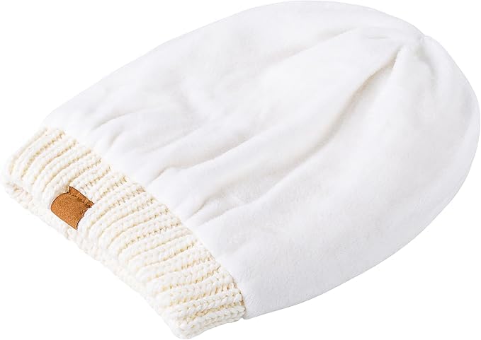 REDESS Slouchy Beanie Hat for Men and Women Winter Warm Knit Hat Chunky Soft Oversized Cable Cap - color: Treading White
