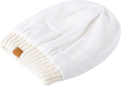 REDESS Slouchy Beanie Hat for Men and Women Winter Warm Knit Hat Chunky Soft Oversized Cable Cap - color: Treading White