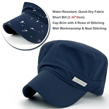 Loneshark Water Resistant Military Hat Quick Dry Cadet Cap Army Flat Top - color: Rectangle-logo-navy
