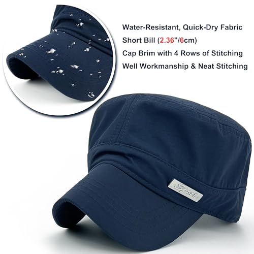 Loneshark Water Resistant Military Hat Quick Dry Cadet Cap Army Flat Top - color: Rectangle-logo-navy