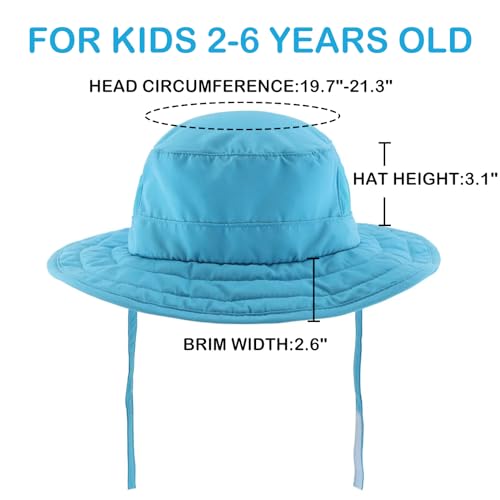Connectyle Kids Sun Hat for Boys Girls Wide Brim Bucket Hat UPF 50+ Sun Protection Hat Breathable Summer Beach Hat - color: Peacock Blue