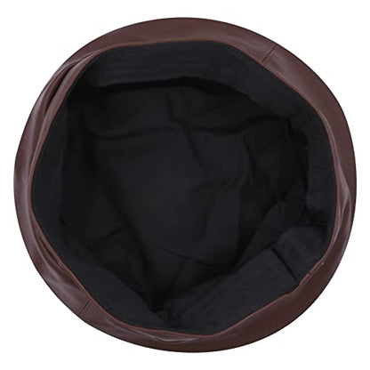 Women Classic PU Leather French Beret Beanie Hat Pumpkin Cap - color: Coffee 2#