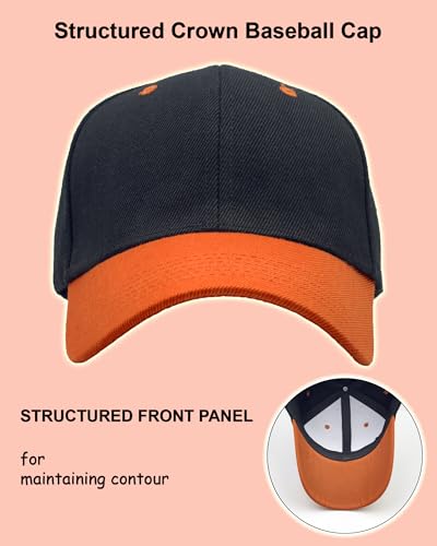 Utmost Structured Baseball Cap with Adjustable Closure - Performance Hat for Outdoor Activities (1pc Black/Orange)