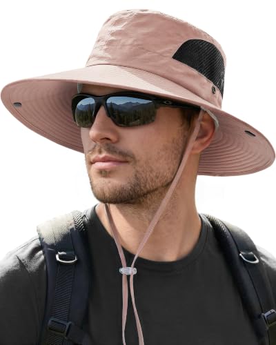 Sun Hats for Men Women UV Sun Protection Waterproof Wide Brim Bucket Hat - color: Dusty Purple