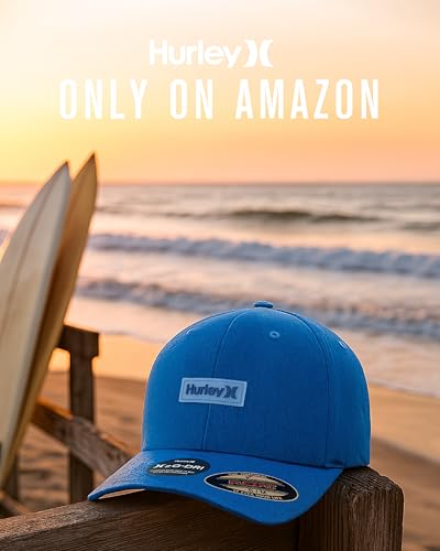 Hurley Mens Baseball Cap - Lightweight H2O-DRI Breathable Moisture Wicking Curved Brim Fitted Hats for Men - color: Grey Heather, size: Large-X-Large