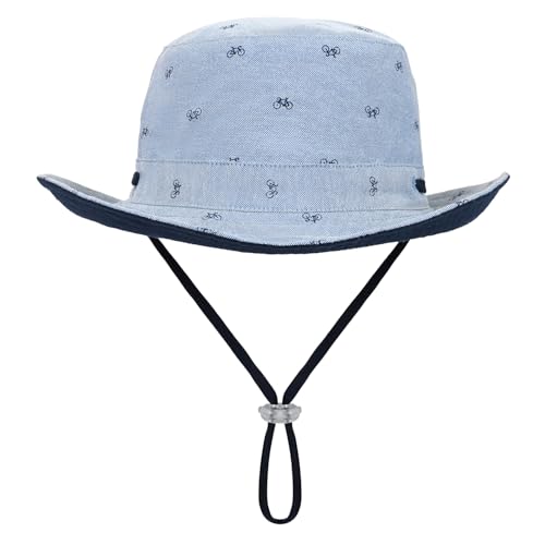 Kids Toddler Baby Boy Sun Hat Summer Bucket Hats with UPF 50+ UV Sun Protective - color: Bike/Blue, size: 0-6 Months