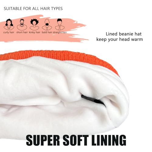 Unisex Winter Beanie for Men Women Soft Fleece Lined Warm Knit Hat - color: Orange