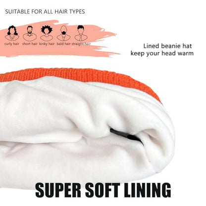 Unisex Winter Beanie for Men Women Soft Fleece Lined Warm Knit Hat - color: Orange