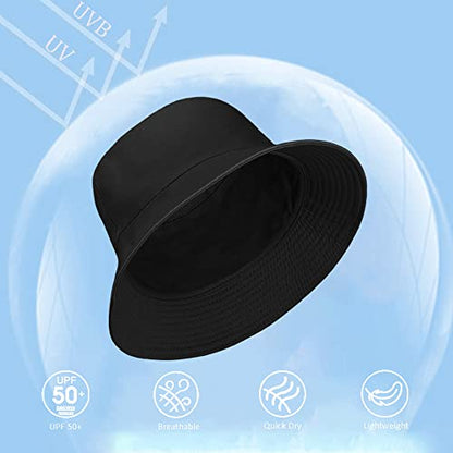 12Pieces Cotton Bucket Hat for Women Men Adult Summer Plain Fishing Bucket Cap - color: Black