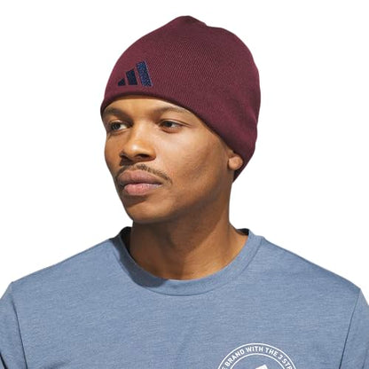 adidas Men's Reversible Skully Beanie - color: Maroon/Maroon-grey Three/Dark Blue