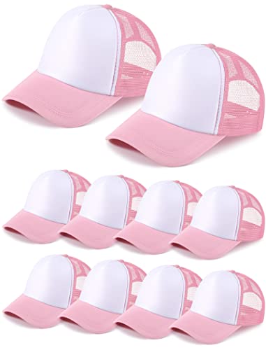 Tarpop 10 Pcs Sublimation Blank Trucker Hats Bulk - color: Pink and White