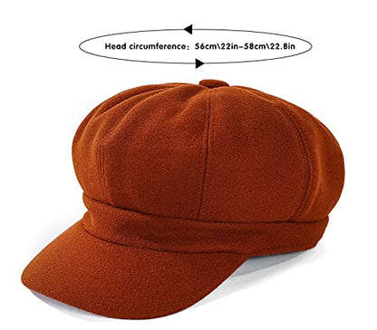 Newsboy Caps for Women Classic Beret Hats Autumn Winter Cap - color: Caramel