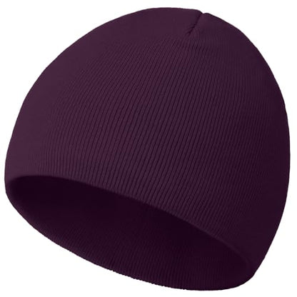 100% Cotton Beanie Hat Cuffless Beanies Warm Knit Winter Skull Cap - color: 1pcs-purple