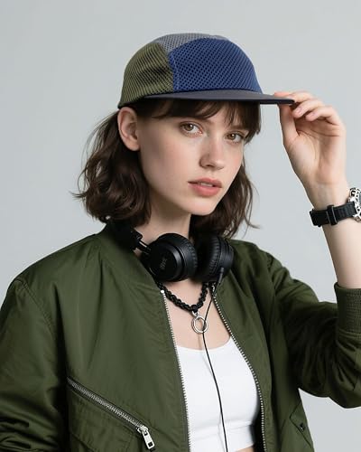 CLAPE Mesh 5 Panel Cap Flat Bill Dad Hat Quick Dry Baseball Cap Cooling Sports Hat Unstructured Trucker Cap Hiphop Dad Hat - color: Wbqw241-gray