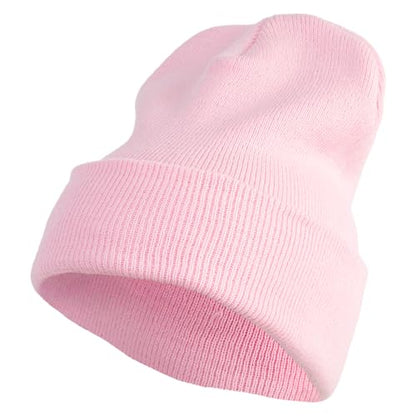 e4Hats.com 12 inch Cuffed Knit Long Beanie - color: Baby Pink