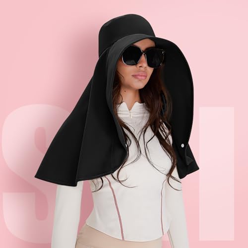 Shyyween 3 Pack Wide Brim Hats for Women,UPF 50+ - color: Black