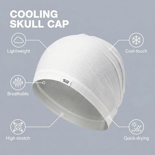 LONGLONG 2 Pack Summer Cooling Beanies Breathable Skull Caps Fits Big Heads - color: Black+white