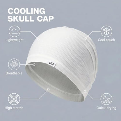 LONGLONG 2 Pack Summer Cooling Beanies Breathable Skull Caps Fits Big Heads - color: Black+white