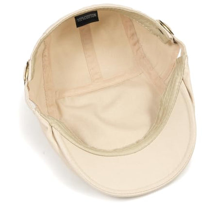 Initlove Mens Newsboy Cap Cotton Ivy Hat Beret Hats for Driving - color: B Khaki