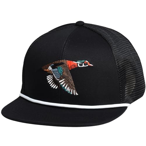EDTREK Outdoorsman Pro Trucker Breathable Mesh Performance Cap - Flat Brim Snapback Hat - color: Wood Duck - Black