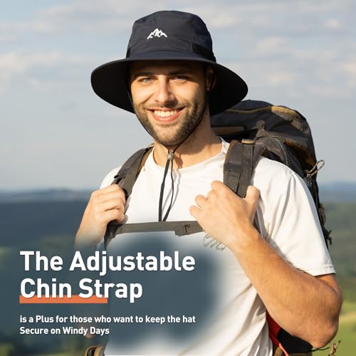 TOP-EX Men's Waterproof Bucket Sun Hat, UPF 50+ Wide Brim, S/M-XXL - color: 94573_black, size: Small-Medium