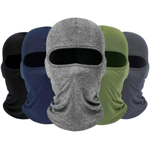 ROXUN Balaclava Ski Mask, 5 Pack Neck Gaiter Motorcycle Summer Cooling - color: Black+army Green+navy+dark Gray+light Heather Gray