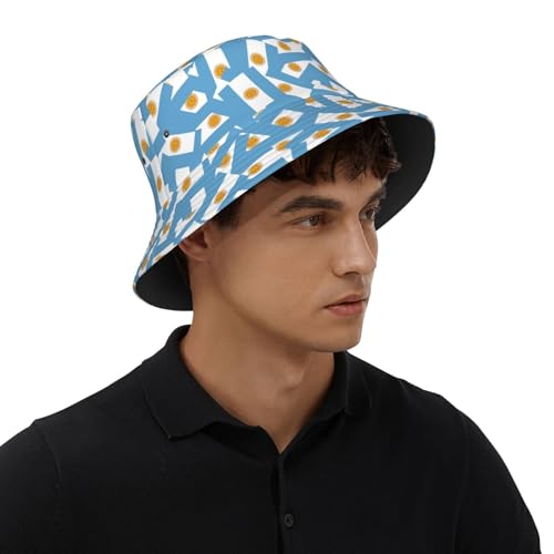 Bucket Hat for Men Women Packable Sun Hats Fisherman Outdoor Summer Travel Hiking Beach Caps - color: Argentine Flag