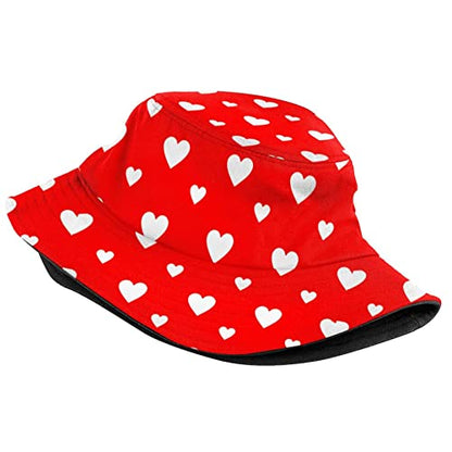 Valentine's Day Hearts Print Bucket Hat Summer Travel Fisherman Sun Hat Cap for Women Men Teens - color: Daya12