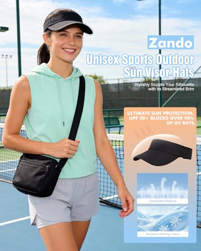 Zando 3.2" Structured Brim Visor Hats for Women, UPF 50+, Golf/Tennis - color: C Red