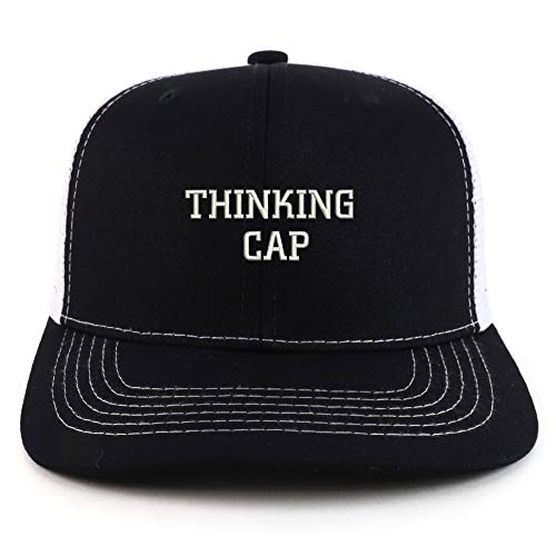 Trendy Apparel Shop Thinking Cap Washed Two Tone Trucker Baseball Cap - color: Black White