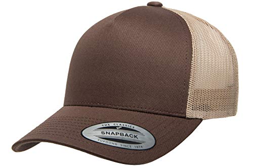 Yupoong Men's Yp Classics 5-Panel Retro Trucker Cap-2-tone - color: Brown/Khaki