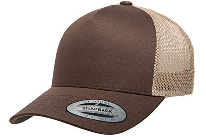Yupoong Men's Yp Classics 5-Panel Retro Trucker Cap-2-tone - color: Brown/Khaki