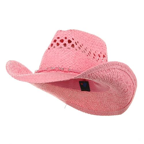 MG Womens Straw Outback Toyo Cowboy Hat, Pink