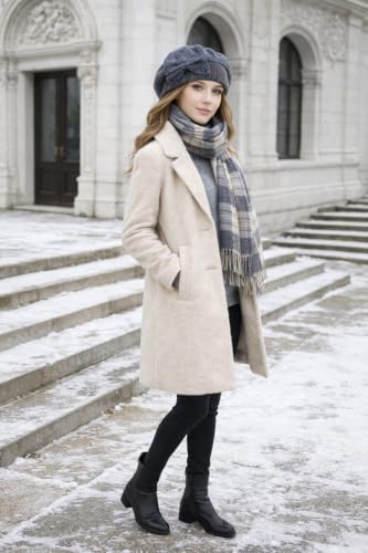 VECRY Lady French Beret 100% Wool Beret Floral Dress Beanie Winter Hat - color: Bow-grey