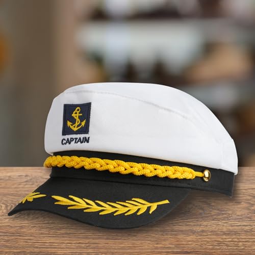 Yacht Sailor Hat, Navy Captain Cap, Adult Marine Admiral Costume - color: 2 Pack White