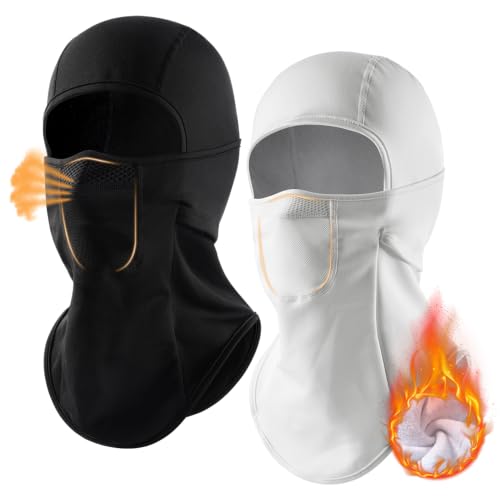 Ski Mask Balalclava Windproof Face Mask Warm Fleece Neck Cover for Cold Weather Helmet Hood for Men & Women - color: A06-2pcs(black+white)