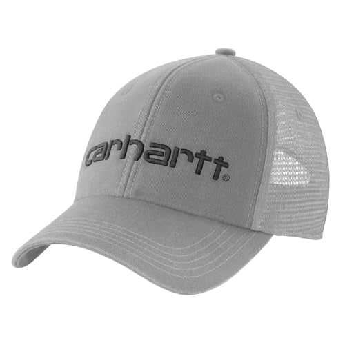 Carhartt Men's Canvas Mesh-Back Logo Graphic Cap - color: Asphalt/Black