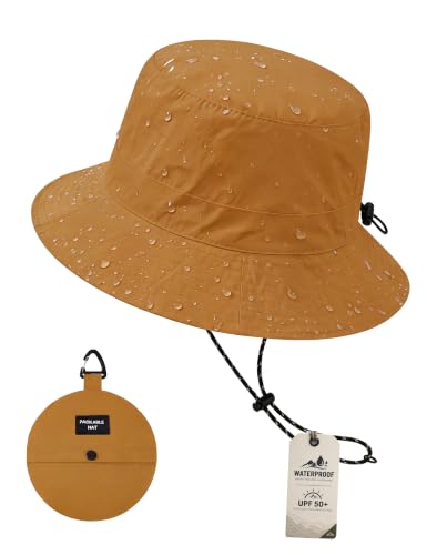Durio Bucket Hat for Men Women, Waterproof Rain Sun Hat for Outdoor Travel - color: Turmeric
