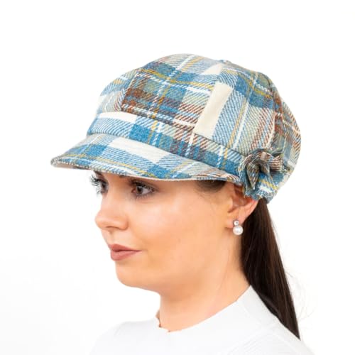 Hatman of Ireland Newsboy Hat for Women's Made in Ireland, 8 Panel Wool Cap, One-Size - color: Muted Blue
