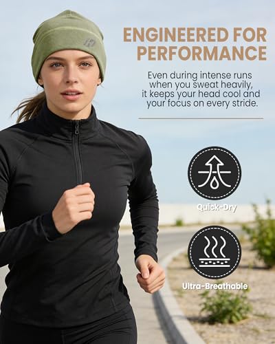 HASAGEI Thermal Running Hat - Men's Skull Cap Cycling Cap Under Helmet for Winter - color: Green