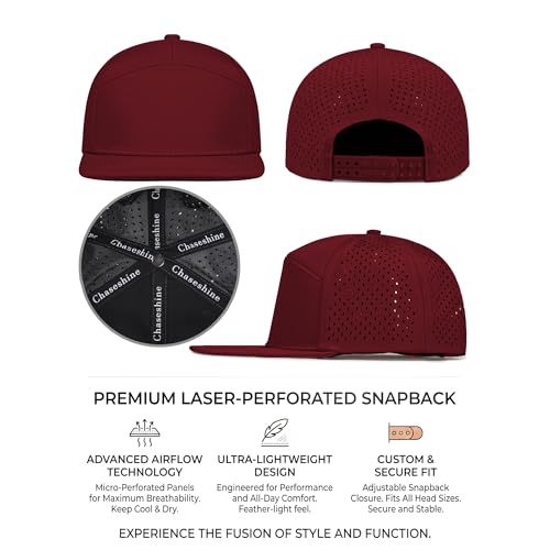 4 Inclusive Sizes Flat Bill Performance Trucker Hat Men Women, 7 Panel Snapback Running - color: 16.dark Red