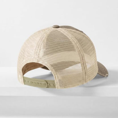 CHOK.LIDS Washed Trucker Hat Unstructured Distressed Pigment Dyed Cap - color: (Khaki)