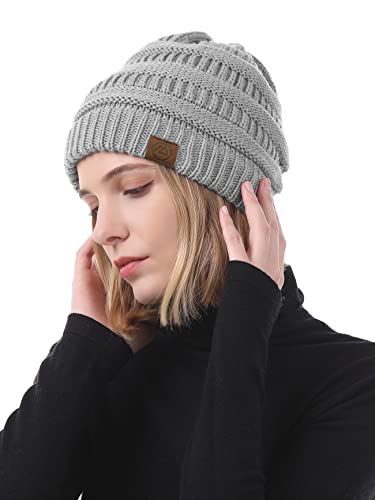 American Trends Winter Hats for Women 4 Pack Beanie Hats Caps Knit Chunky Slouchy Beanie Hats - color: Black&light Grey&white&beige