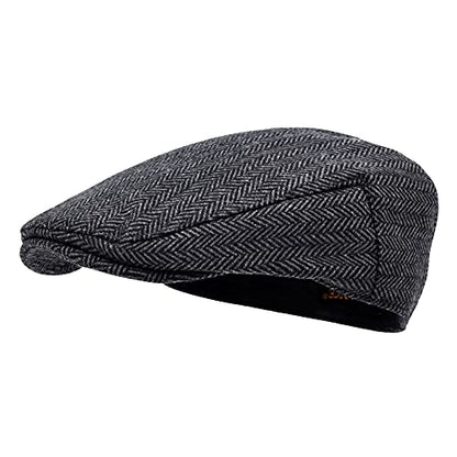 STARANCE Men Wool Blend Newsboy Cap Flat Hat - color: Herringbone Gray, size: 7 1/2