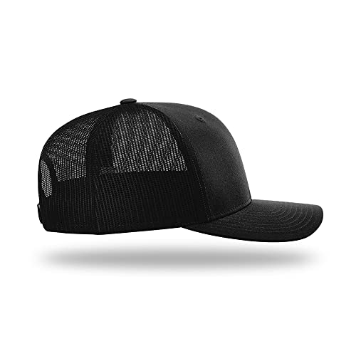 Richardson 112 Classic Six-Panel Adjustable Snapback Trucker Cap - color: Black