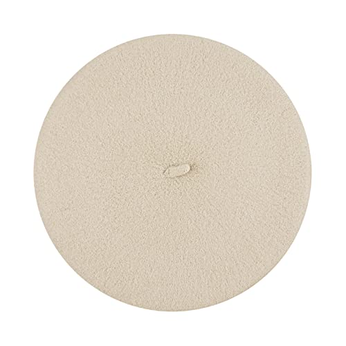 Gllutt Women Wool Beret Hat French Style Solid Color - color: Ivory